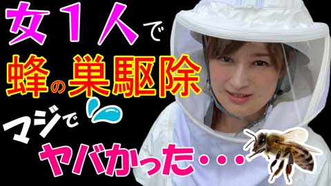 女性が蜂の巣駆除すると、こうなります(涙)人生初の蜂の巣駆除を応援して下さい!!